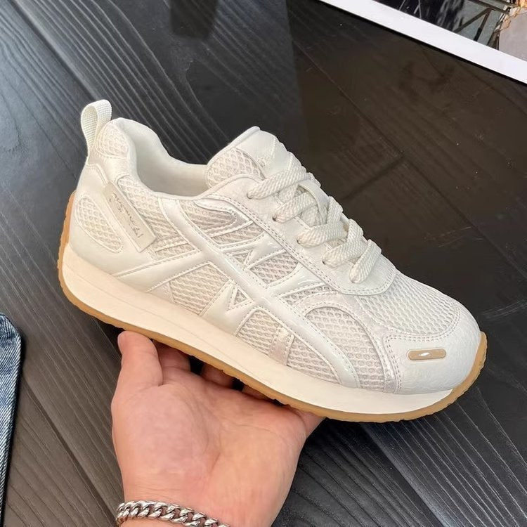 Damen Sneaker Sportlich Atmungsaktives Mesh Metallic - Norvielle