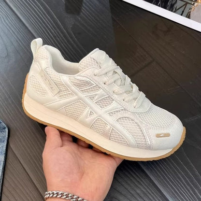 Damen Sneaker Sportlich Atmungsaktives Mesh Metallic - Norvielle