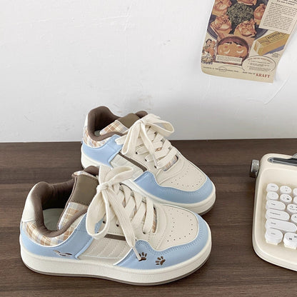 Damen Sneaker Karomuster Atmungsaktiv Bequem