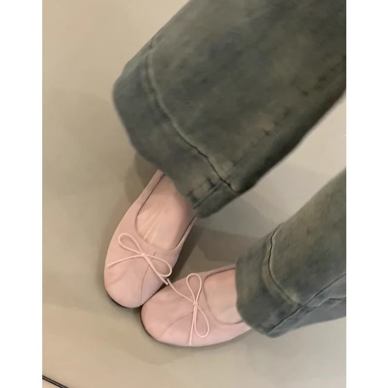 Damen Ballerinas Weich Bequem Mit Schleifen Detail