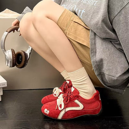 Damen Sneaker Atmungsaktiv Apfelmotiv Sportlich