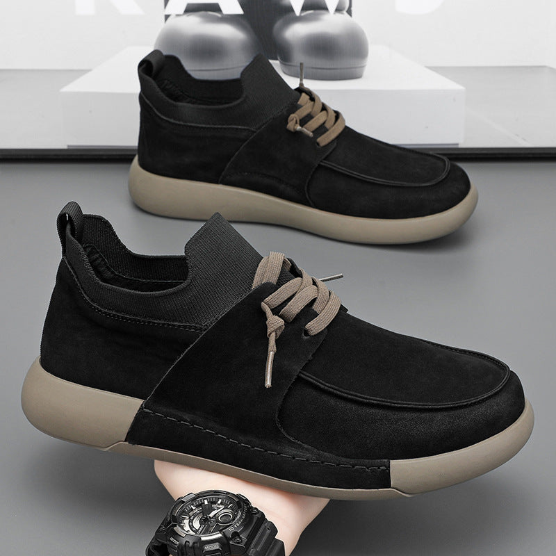 Damen Sneaker Nubukleder Elastisch Bequem