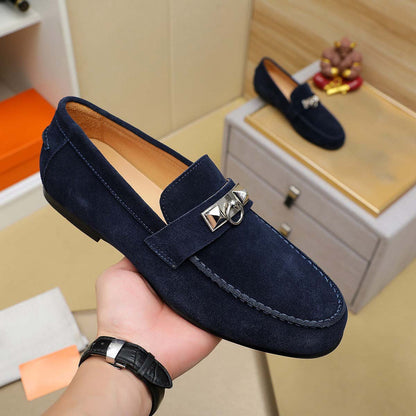 Damen Mokassin Schuhe Wildleder Elegant Braun