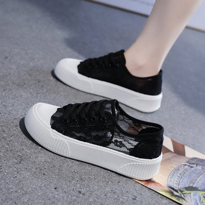 Damen Sneaker Bequem Spitzenschuhe Weite Passform