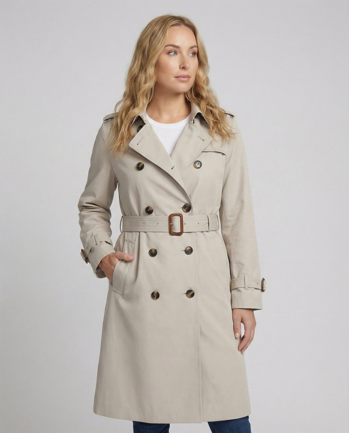 Damen Trenchcoat Oversize Grau