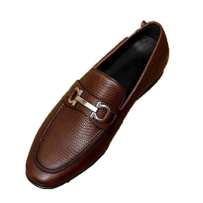 Herren Mokassin Leder Mit Metallverschluss