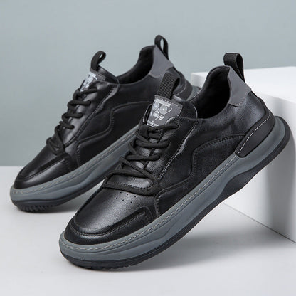 Damen Sneaker Leder Bequem Komfortabel Schwarz - Norvielle