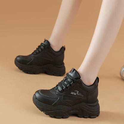 Damen Chunky Sneaker Atmungsaktives Obermaterial Sportlich Weite Sohle