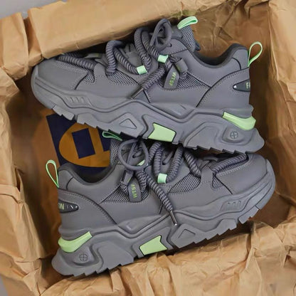 Damen Sneaker Sportlich Chunky Schnellschnürer