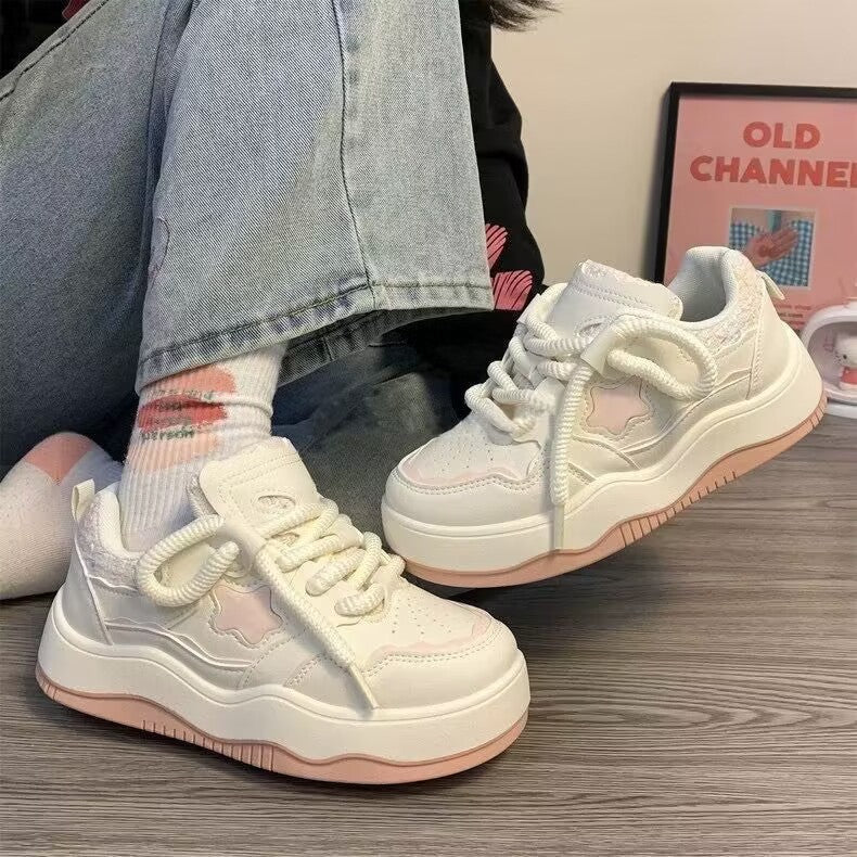 Damen Plattform Sneaker Sternen Muster