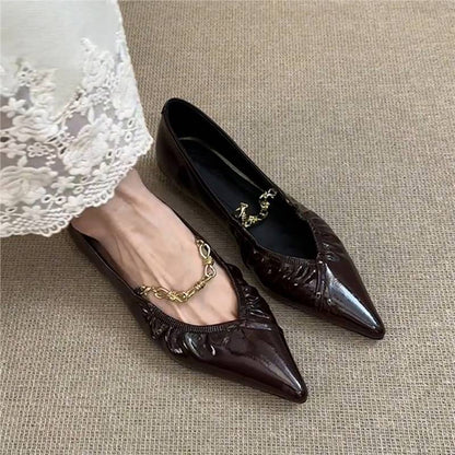 Damen Ballerinas Spitze Ketten Dekoration