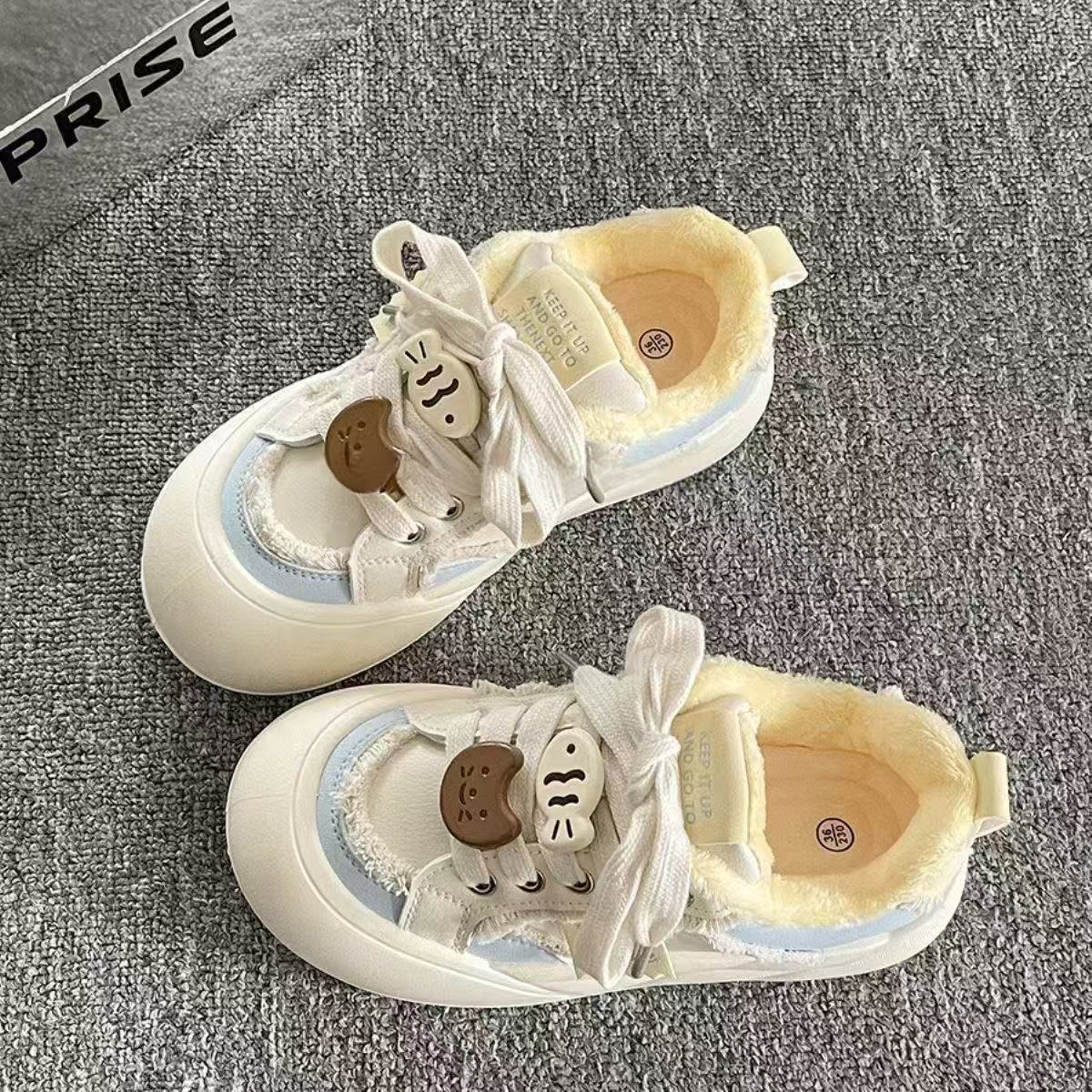 Damen Sneaker Weich Flauschig Schnürsenkel