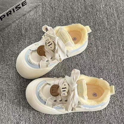 Damen Sneaker Weich Flauschig Schnürsenkel