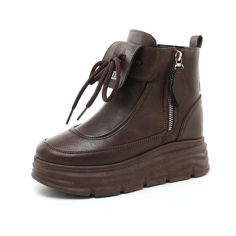 Damen Plateausneaker Hoch Reißverschluss Komfort Innenfutter