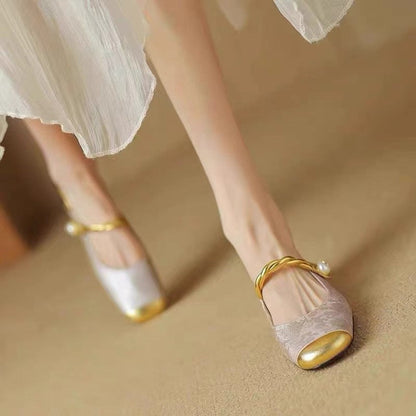 Damen Slingback Pumps Glänzend Hochhackig