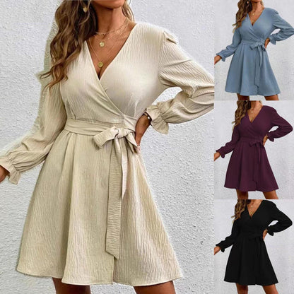 Damen Wickelkleid Voluminöse Ärmel Heidi Chic