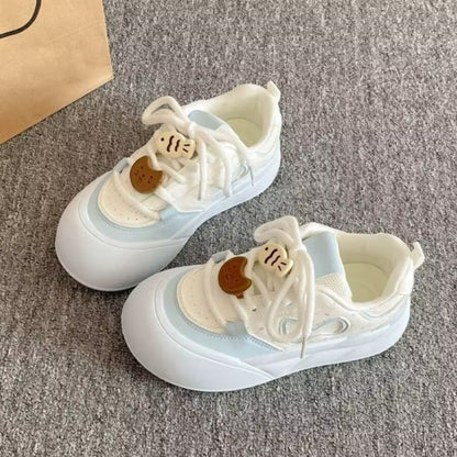 Damen Sneaker mit Blumenmuster und Schnürung Schwarz - Norvielle
