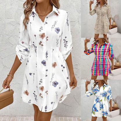 Damenkleid Bluse-Style Floral Komfortschnitt Modern - Norvielle