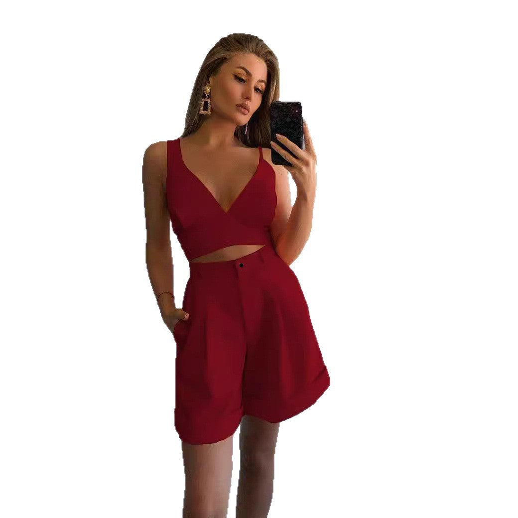 Damen Sportset Crop- und Shorts für Fitness