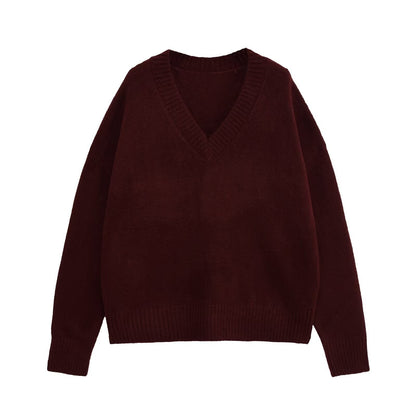 Damen Strickpullover V-Ausschnitt Glamour Stil