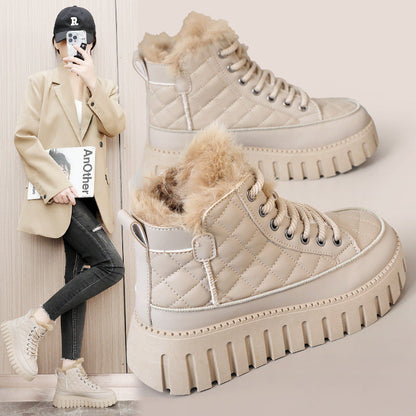Damen High Sneaker Kunstfell Rutschfest