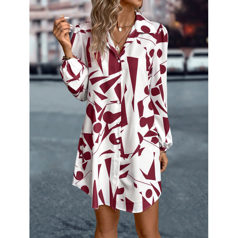 Damen Kleid Geometrisch Modern Knopfverschluss