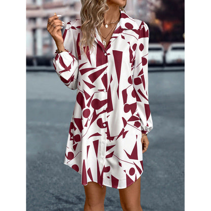 Damen Kleid Geometrisch Modern Knopfverschluss