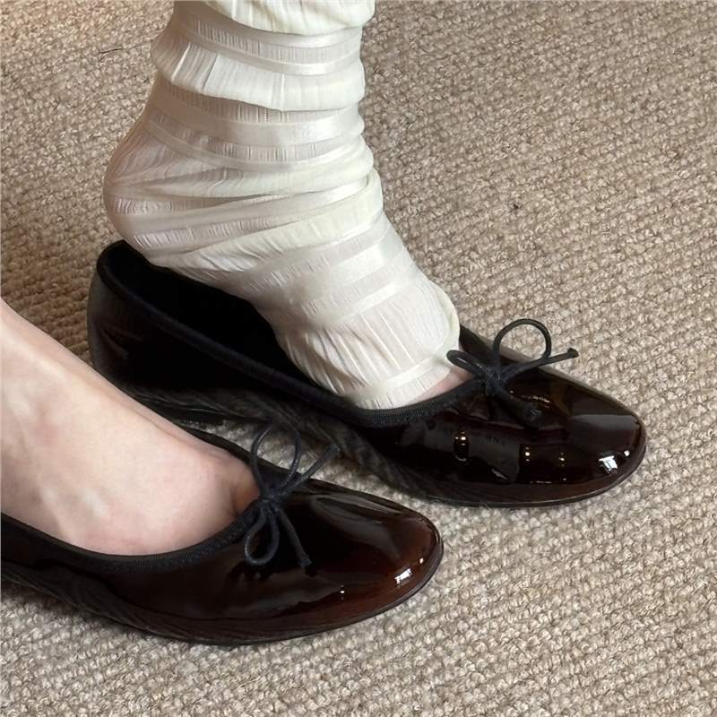 Damen Ballerinas Glänzend Lack Bequem