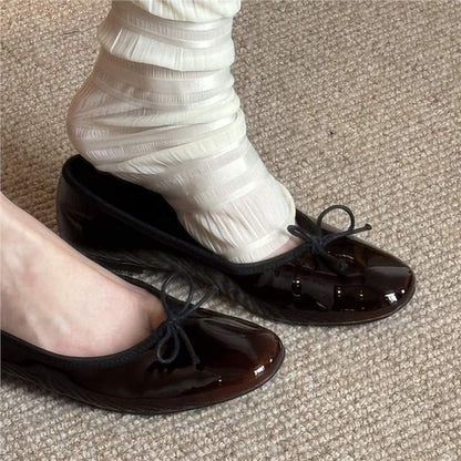 Damen Ballerinas Glänzend Lack Bequem
