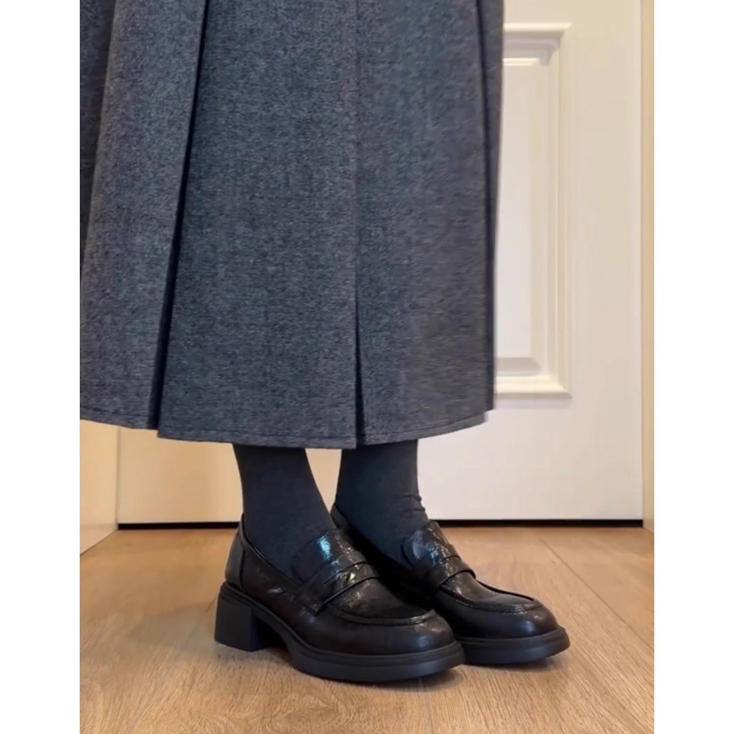 Damen Mokassins Elegante Blockabsatz Schuhe