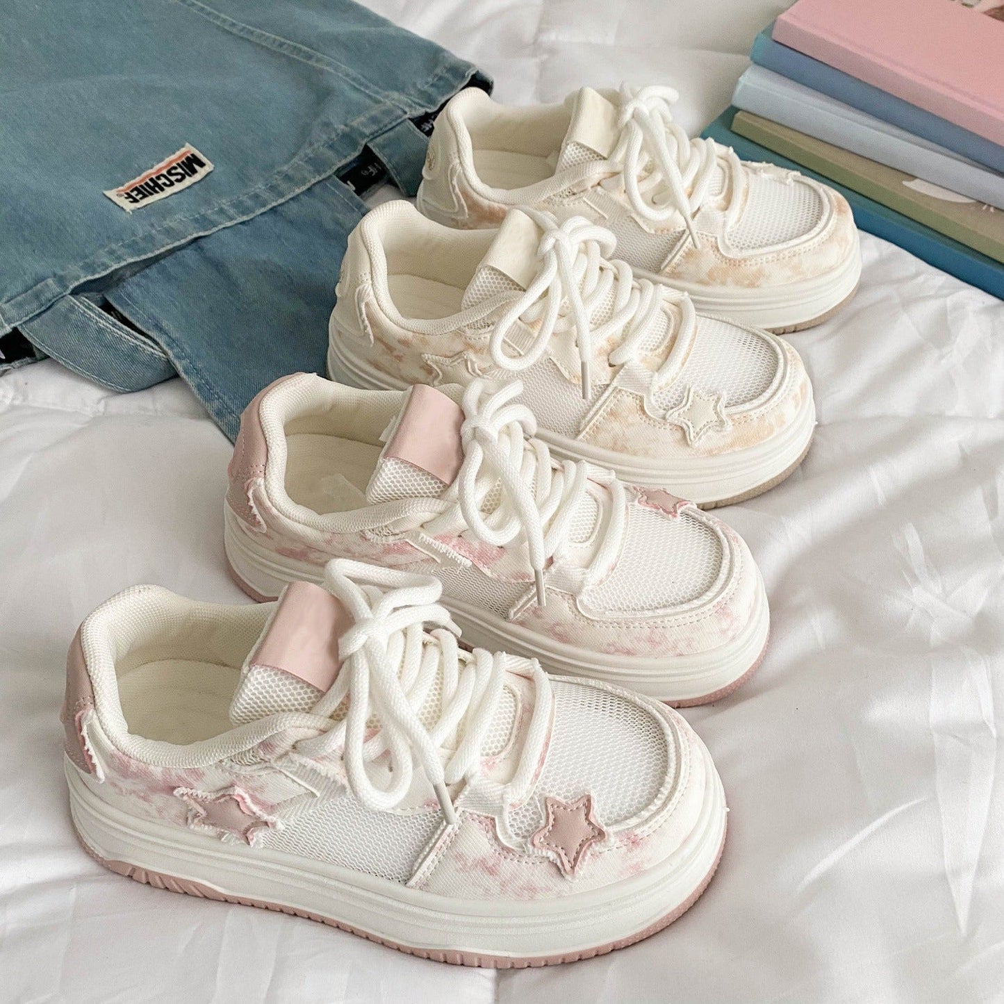 Damen Sneaker Bequem Sternenmotiv
