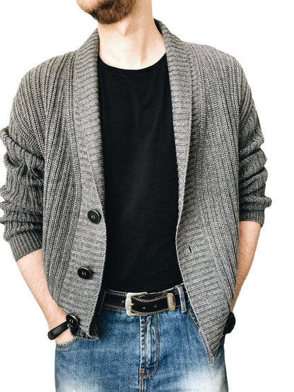 Herren Strickjacke Modern Schalkragen Knöpfe