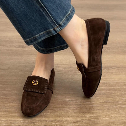 Damen Mokassins Elegante Blumenverzierung Schuhe