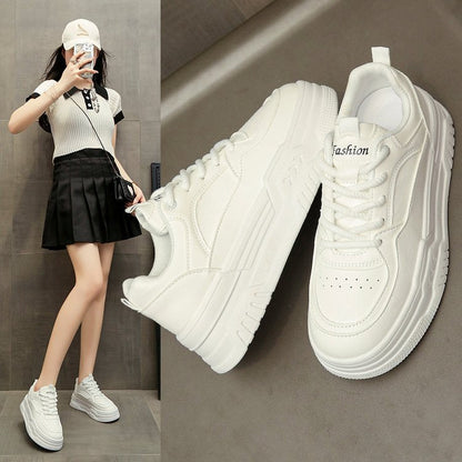 Damen Plattform Sneaker Hoch Komfort Sohle Modisch - Norvielle
