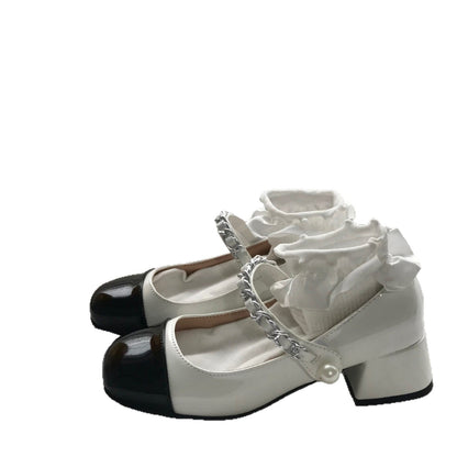 Damen Mary Jane Schuhe Metallic Elegantes Design
