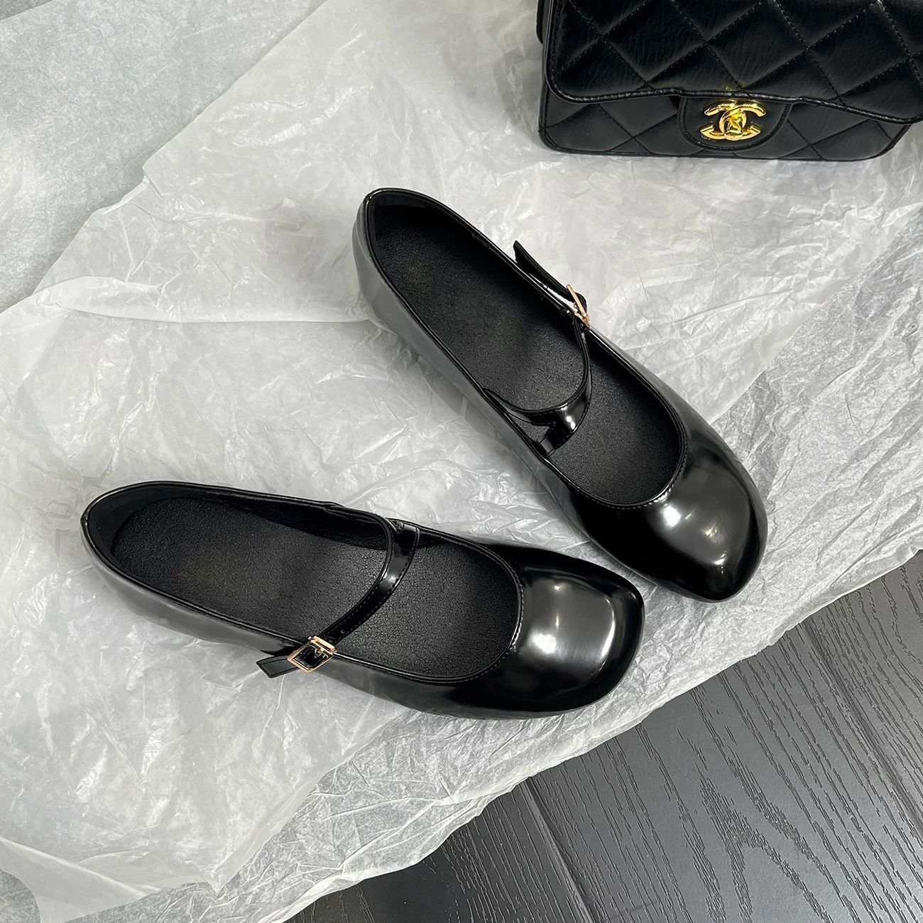 Damen Mary Jane Ballerinas Mit Riemenverschluss