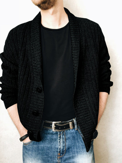 Herren Strickjacke Modern Schalkragen Knöpfe