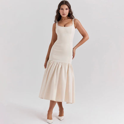 Elegantes Damen Maxikleid Rüschen Abendkleid
