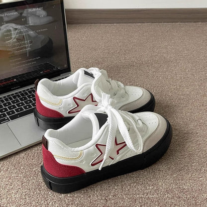 Damen Sneaker Sportlich Sternenmuster Schwarz - Norvielle