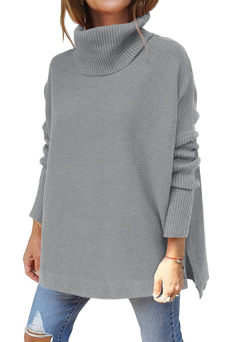 Damen Oversized Rollkragenpullover Großmasche Strick