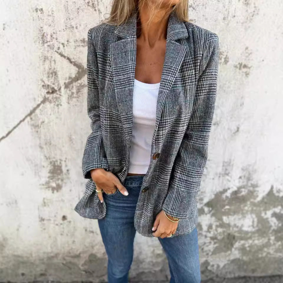 Damen Blazer Karierter Slimfit Modern