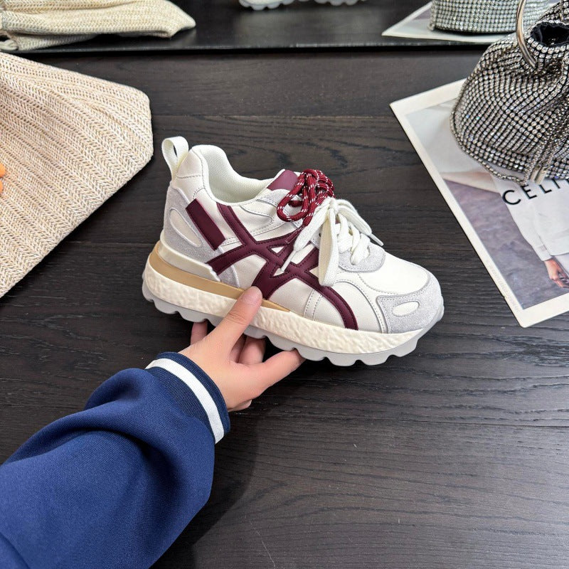 Damen Sneaker Sportlich Wildleder Dicke Sohle