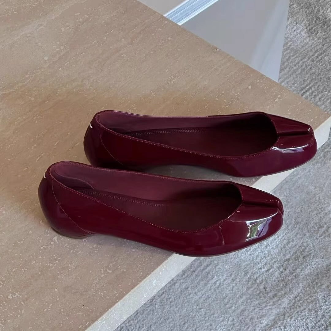 Damen Ballerinas Elegante Lack Schwarz - Norvielle