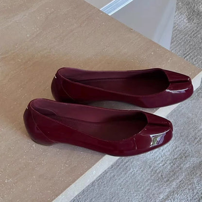 Damen Ballerinas Elegante Lack Schwarz - Norvielle