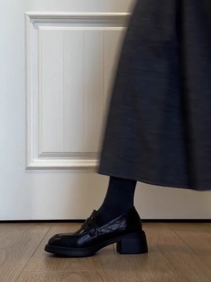 Damen Mokassins Elegante Blockabsatz Schuhe