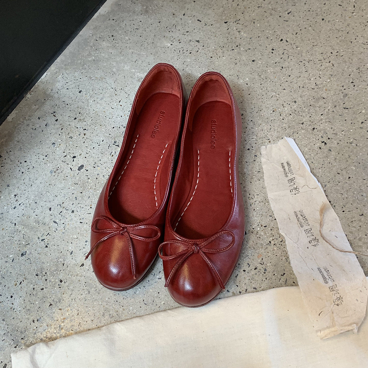Damen Ballerinas Komfort Leder