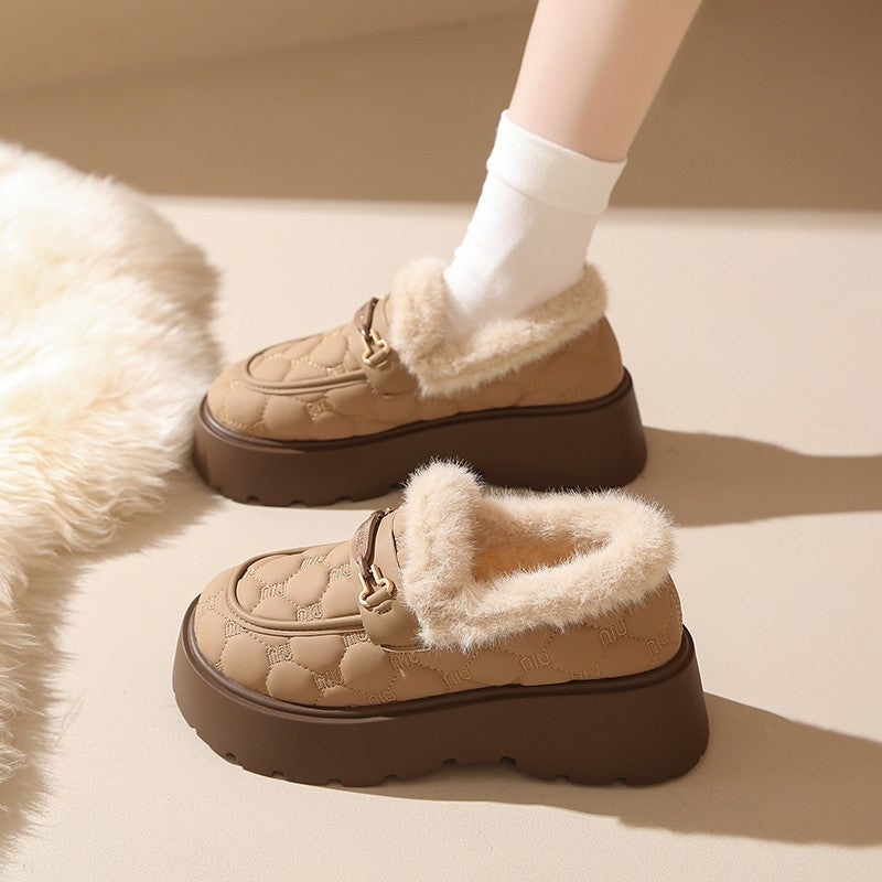 Damen Slipper Warm gefüttert Plateauabsatz