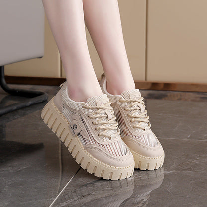 Damen Sneaker Plateau Rutschfest Atmungsaktives Mesh Sportlich