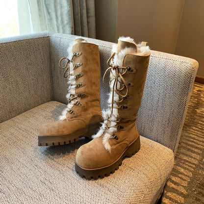 Damen Winterstiefel Warm Fellkragen Rutschfest