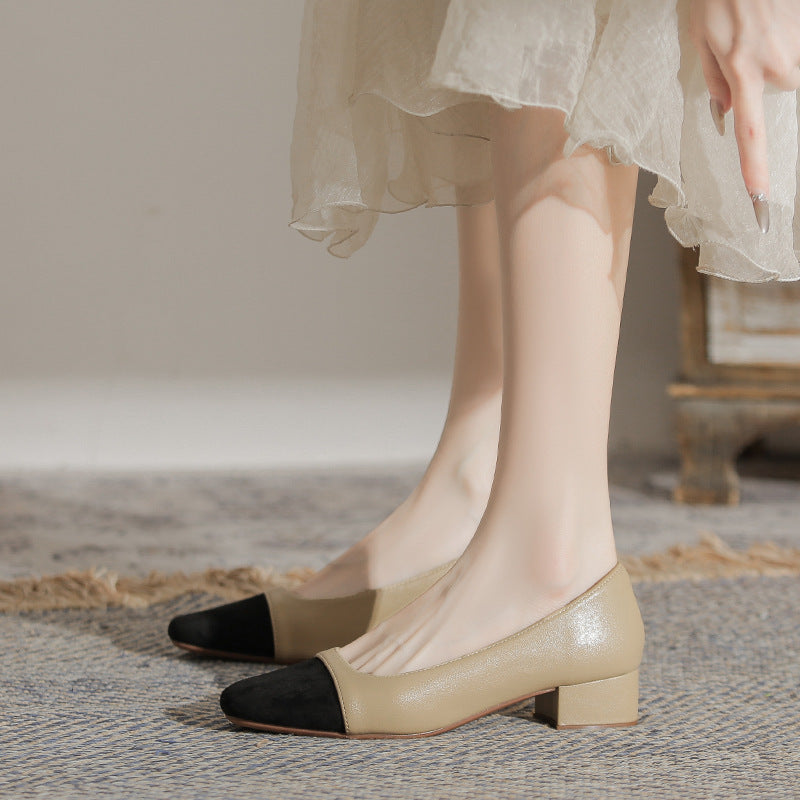 Damen Ballerinas Komfortabel Elegant 3cm Blockabsatz